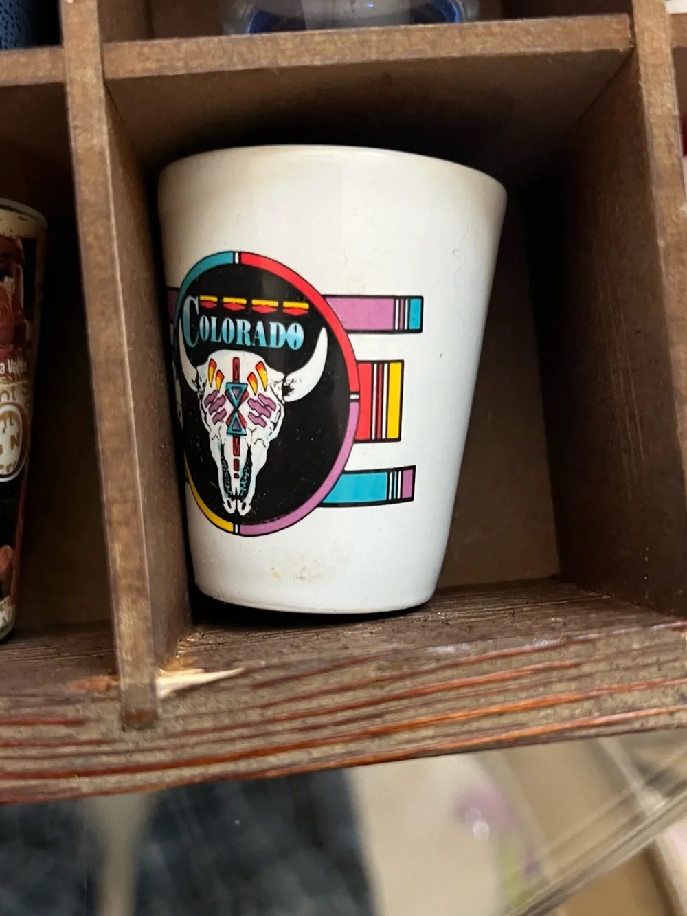 Colorado Souvenir Shot Glass with Southwestern Skull Design